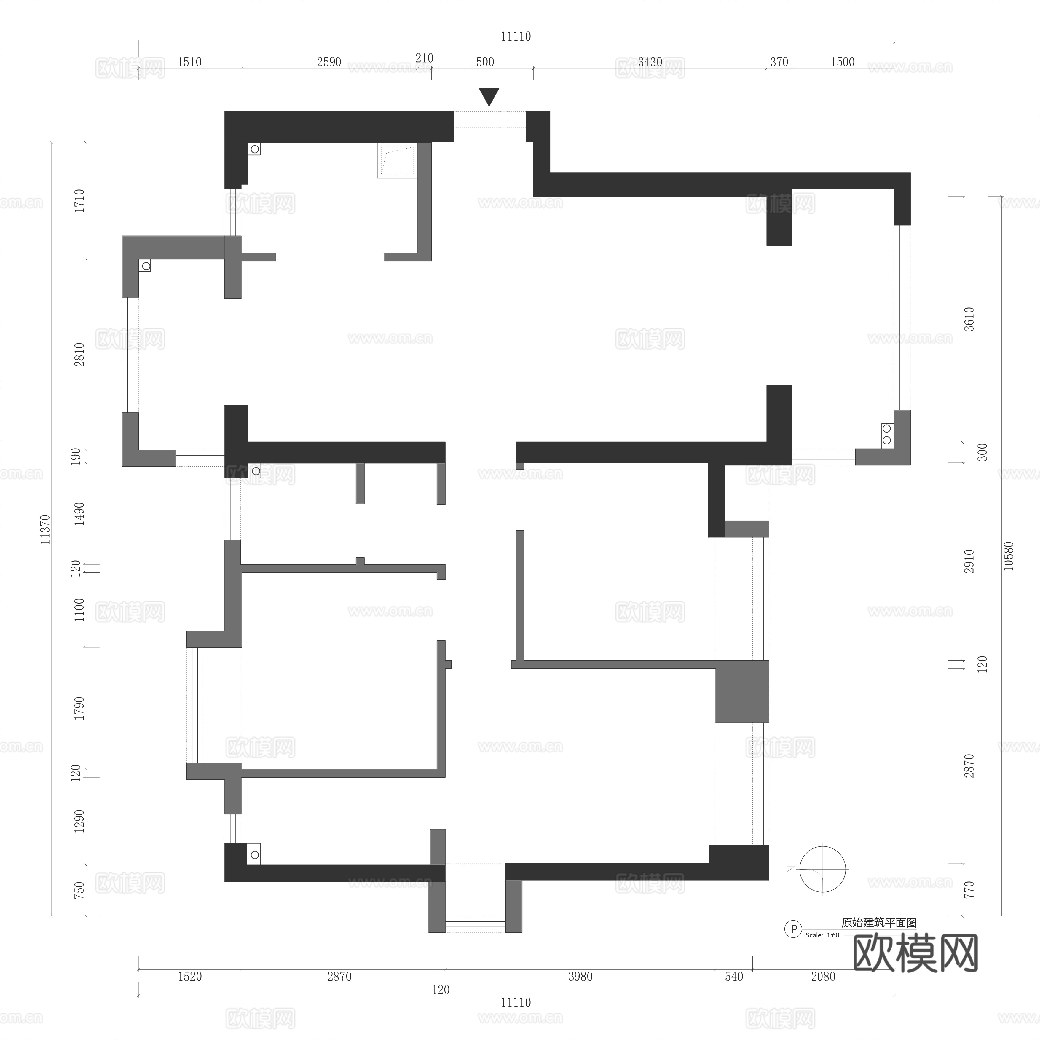 彩平 平面布局cad施工图
