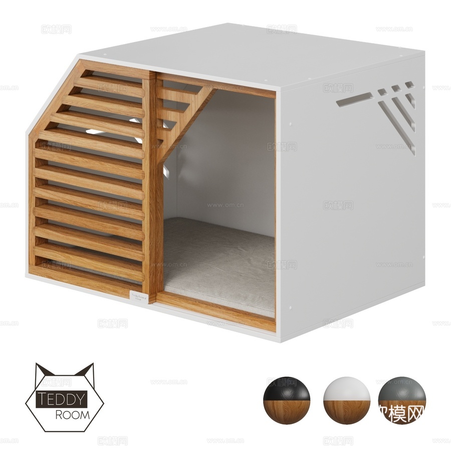安心家园木质_白色宠物屋-鸟舍3d模型下载