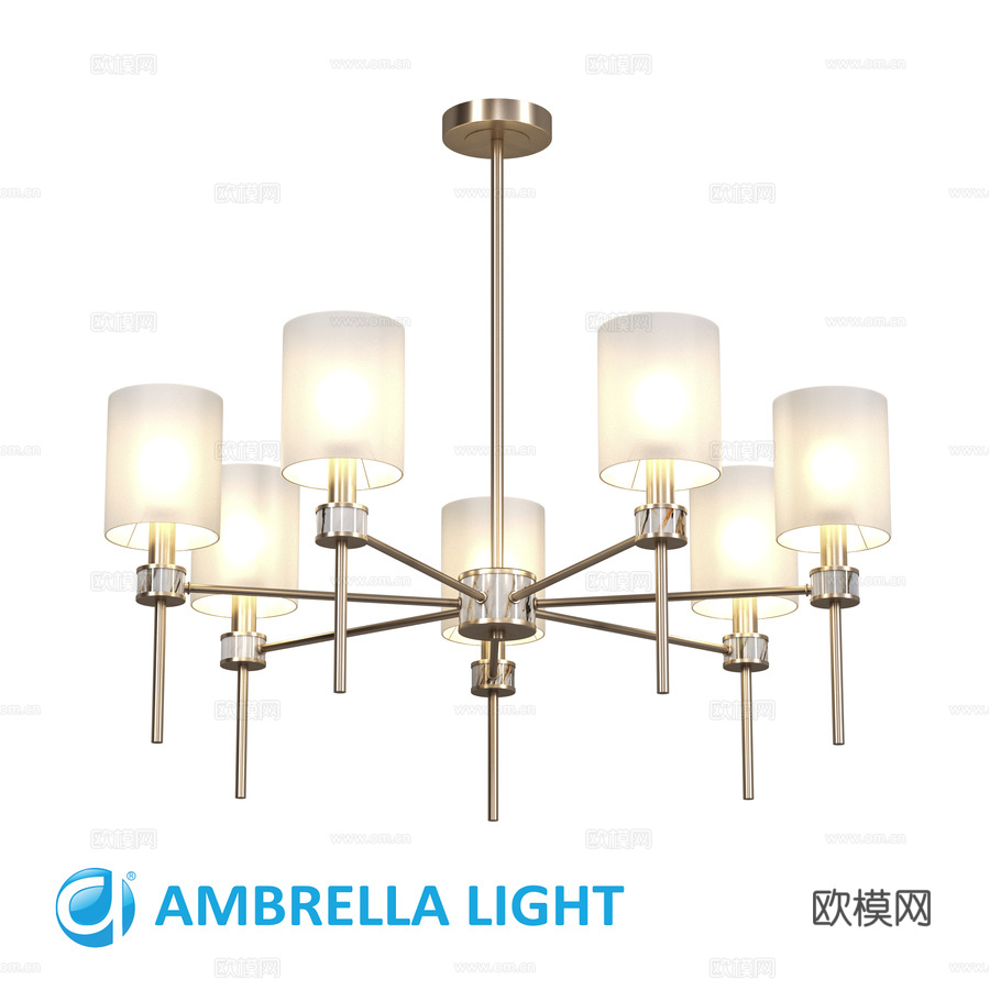 带灯罩的杆式吊灯 LH72373，Am3d模型下载