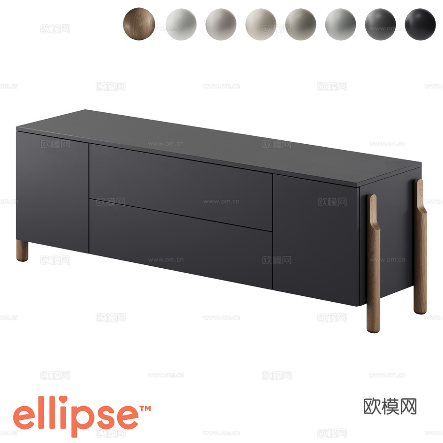 Basic双门柜， 2抽屉，宽170厘米3d模型下载