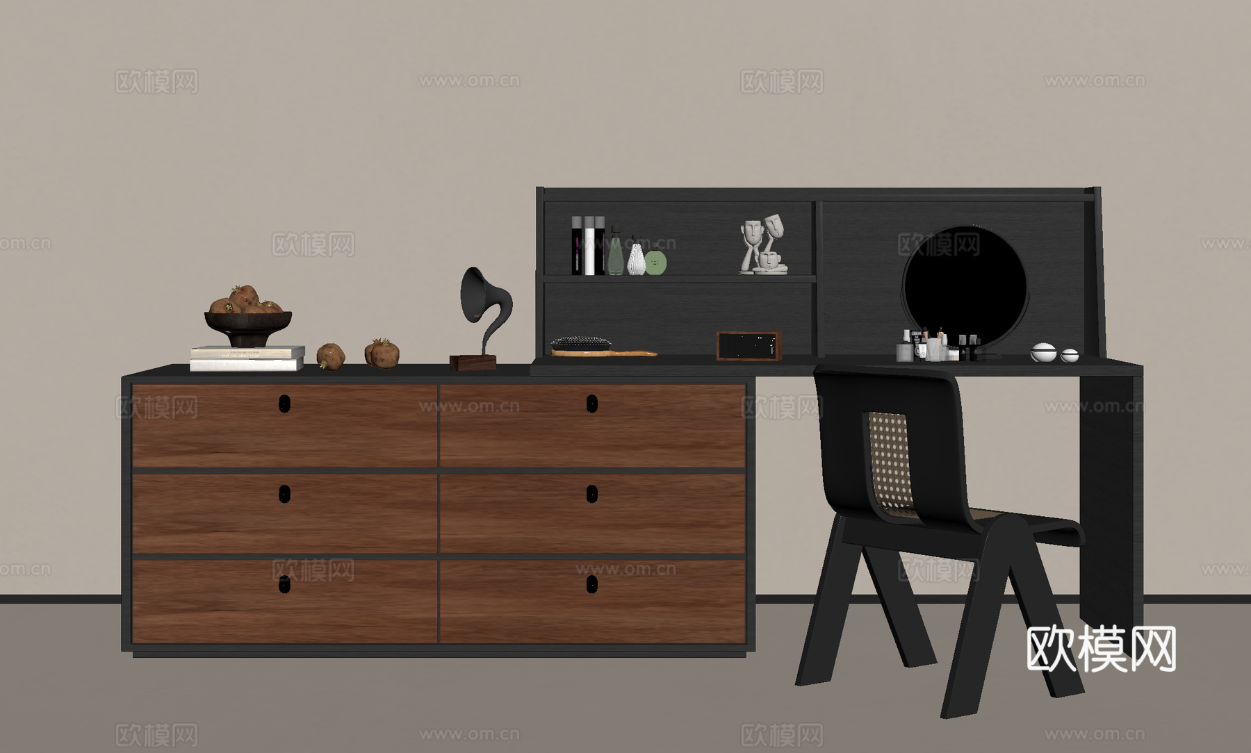 中古复古梳妆台su模型
