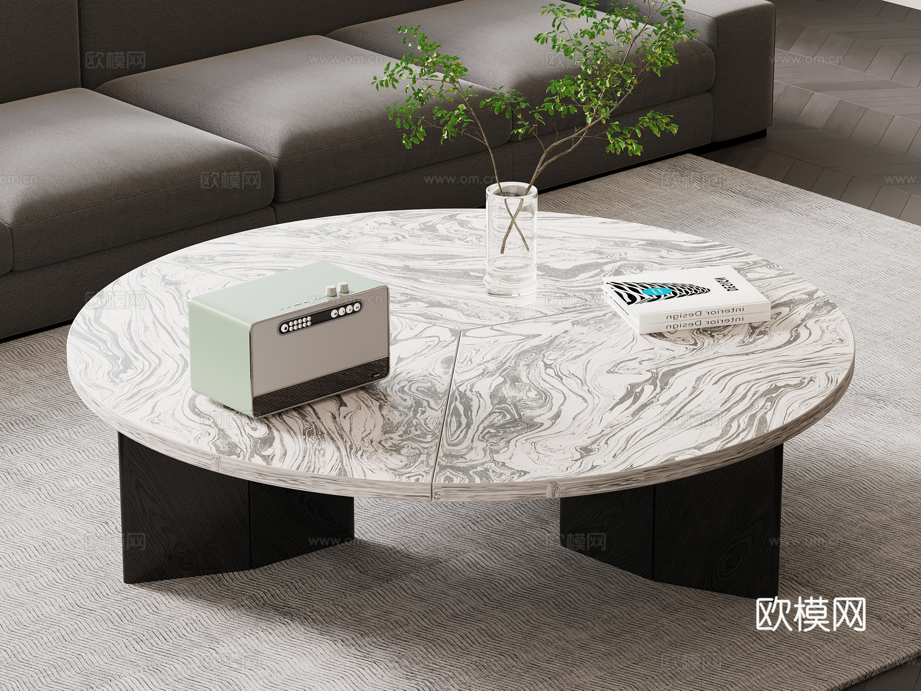 现代意式茶几su模型