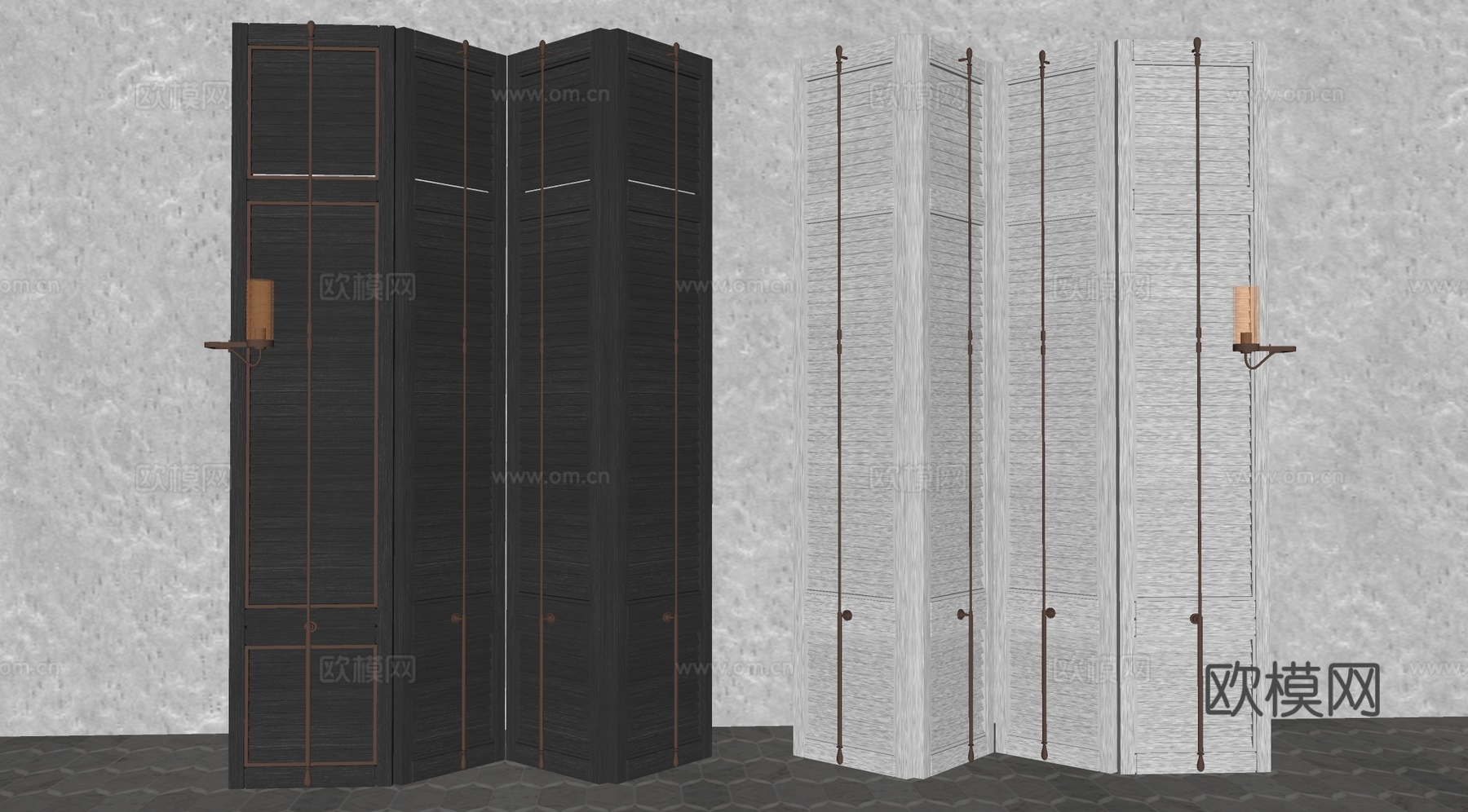 百叶屏风 折叠屏风 CCD酒店屏风 格栅屏风 现代玻璃屏风su模型