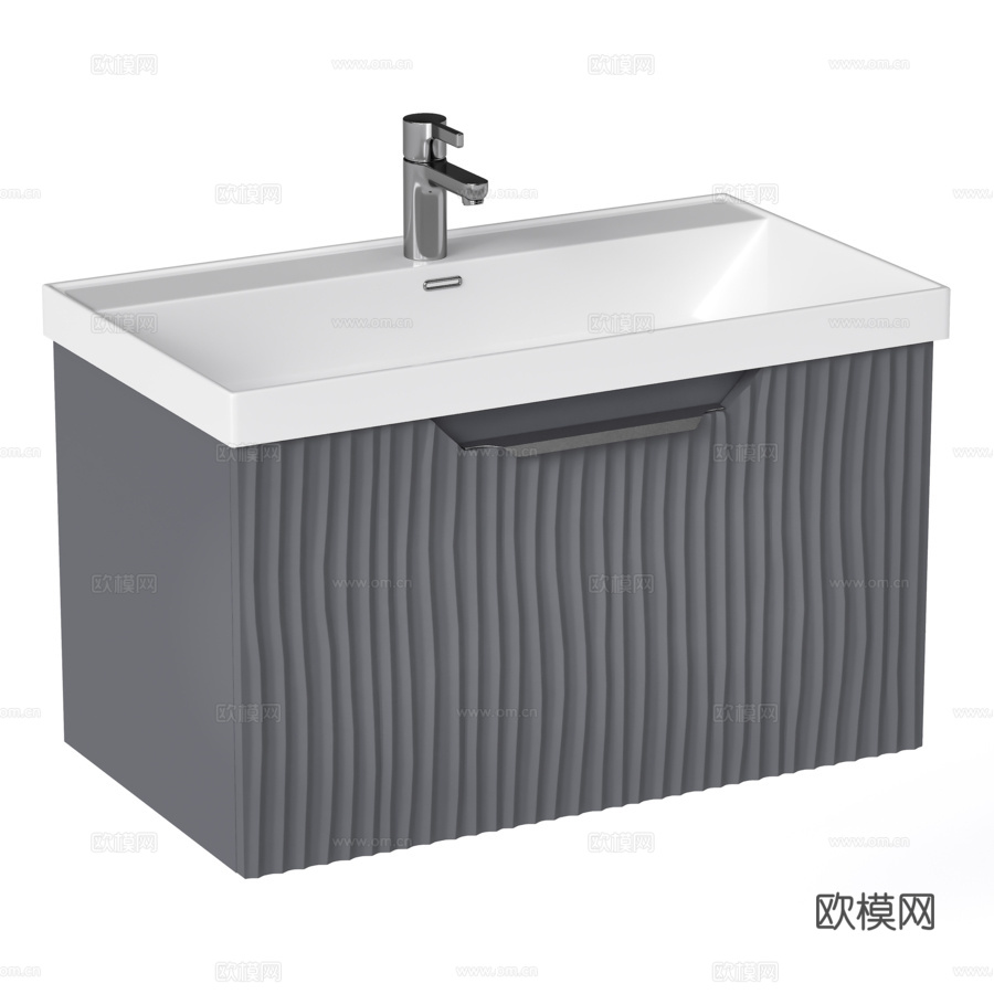 OM幻影80.1Y壁挂式盥洗柜带洗脸盆3d模型下载