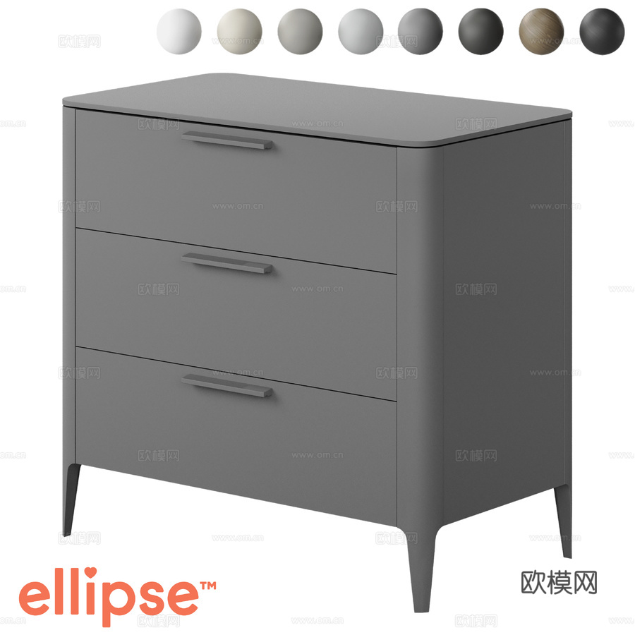 OM三抽屉柜 90厘米宽3d模型下载