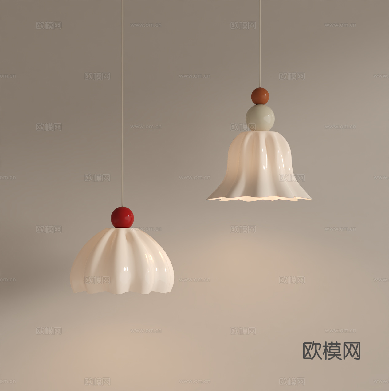 法式奶油吊灯 餐厅吊灯 床头小吊灯su模型