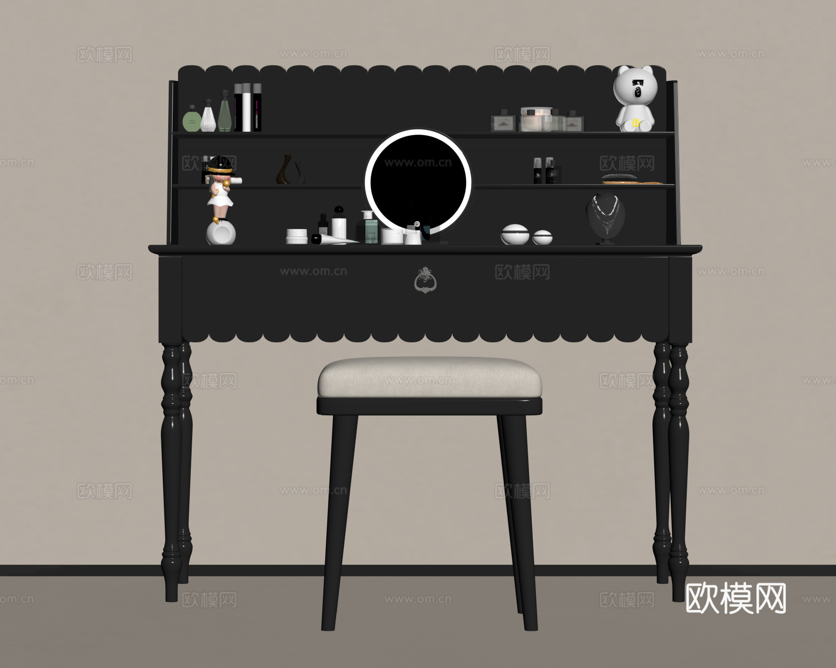 法式中古梳妆台su模型