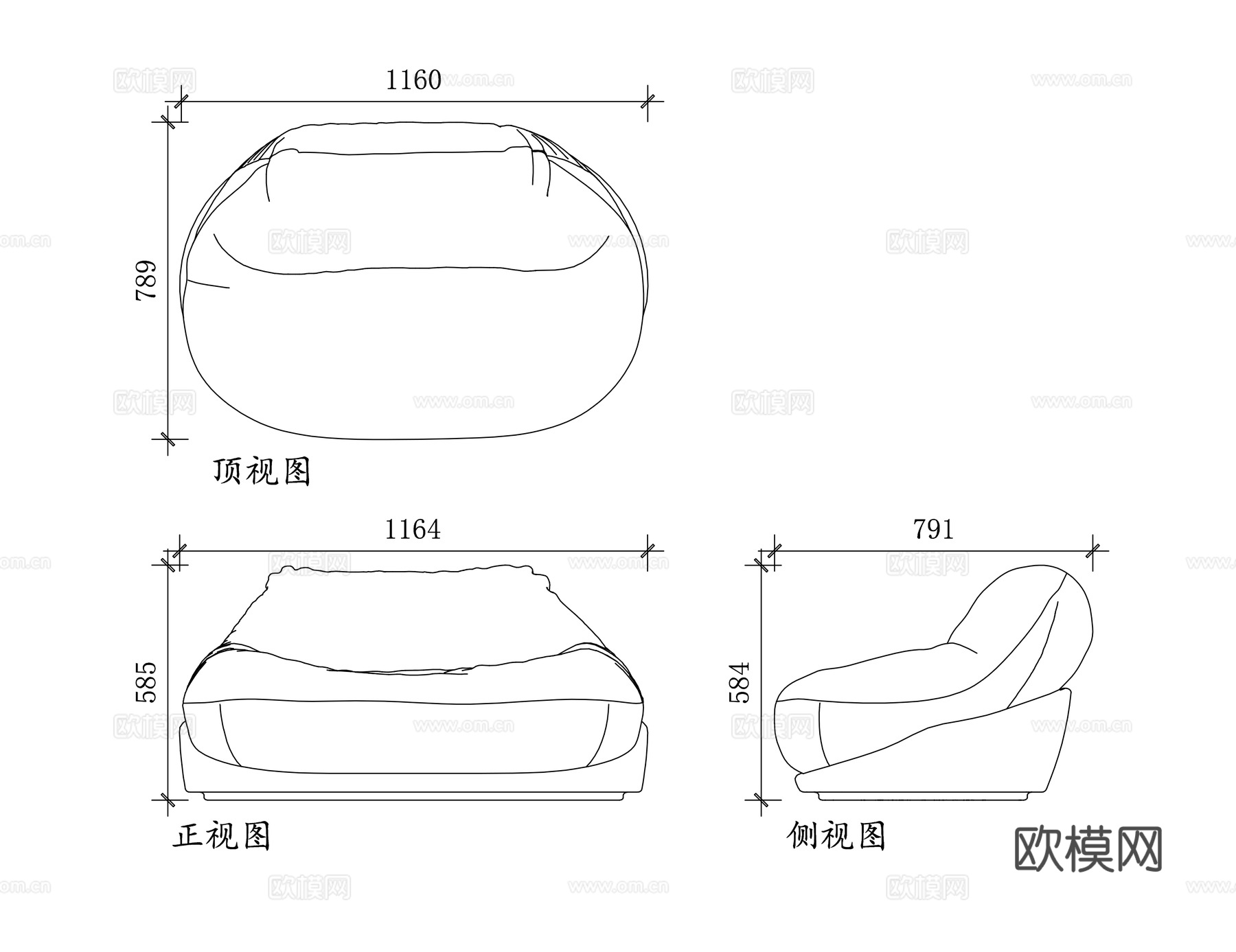 云朵沙发 蜂窝沙发 懒人泡泡沙发 圆滚滚沙发 蓬松沙发cad施工图