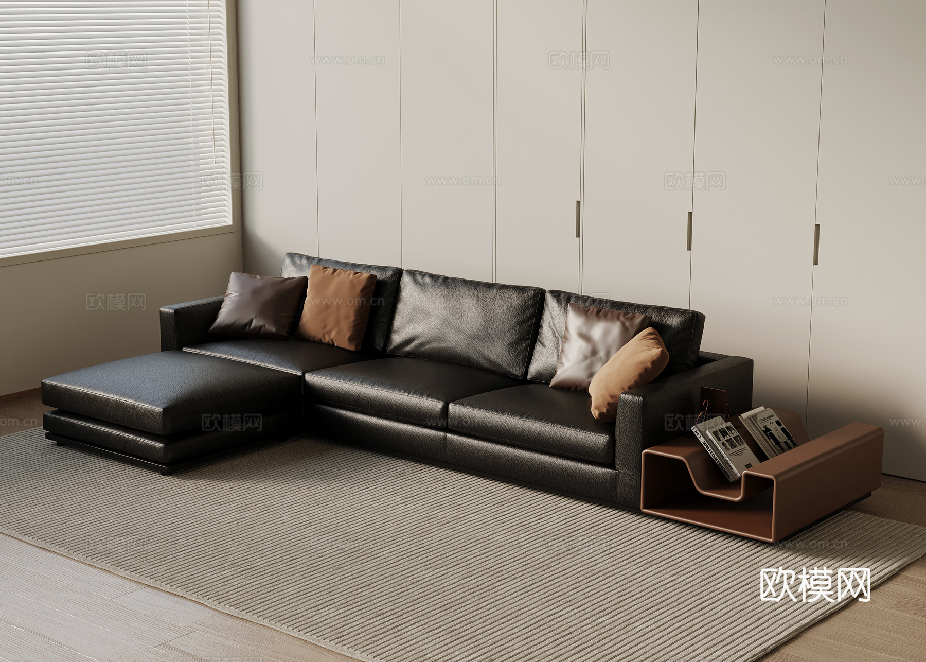 现代意式沙发 多人沙发 三人沙发su模型