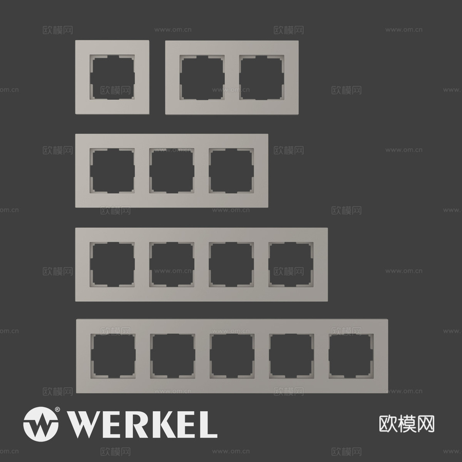 哑光塑料插座开关边框 Werk3d模型下载