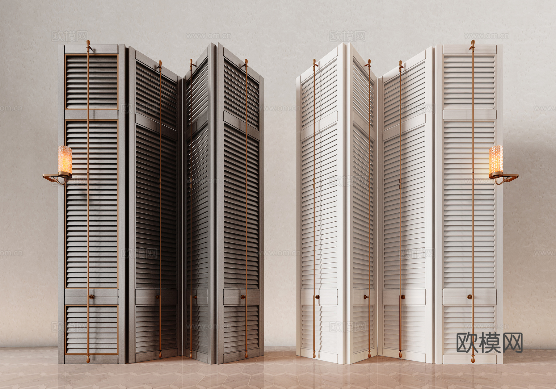 百叶屏风 折叠屏风 CCD酒店屏风 格栅屏风 现代玻璃屏风su模型