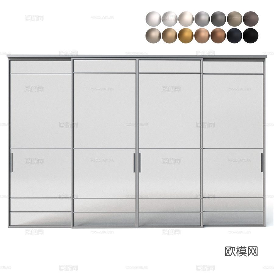 Alumdoor 带装饰铝制滑动隔断套装3d模型下载