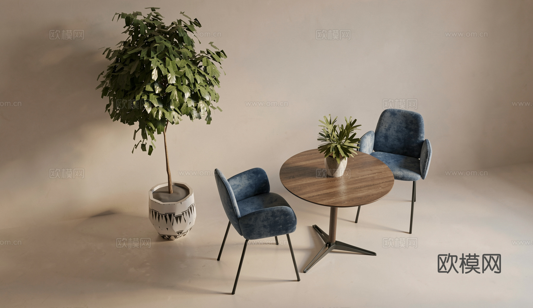 现代休闲桌椅_餐椅_餐桌_圆桌_摆件_休闲椅子su模型