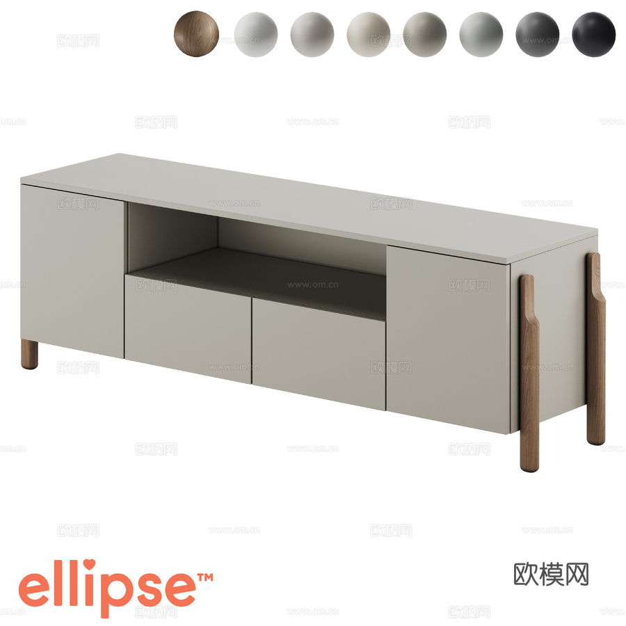 Basic 带壁龛电视柜，宽170厘米3d模型下载