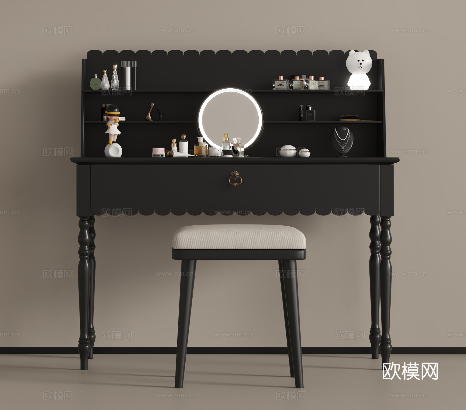 法式中古梳妆台su模型