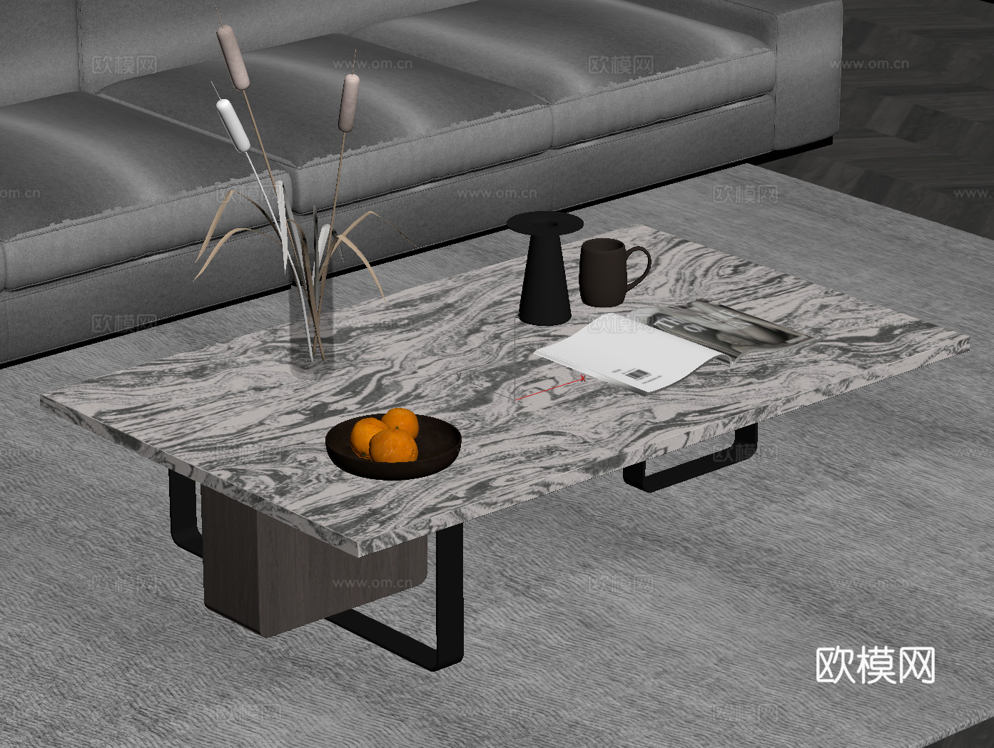 现代意式茶几su模型