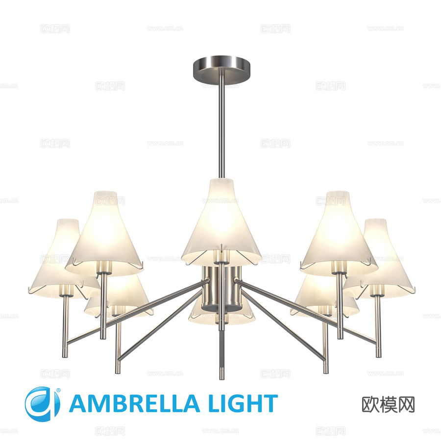 OM 玻璃灯罩杆式吊灯 LH57125 L3d模型下载