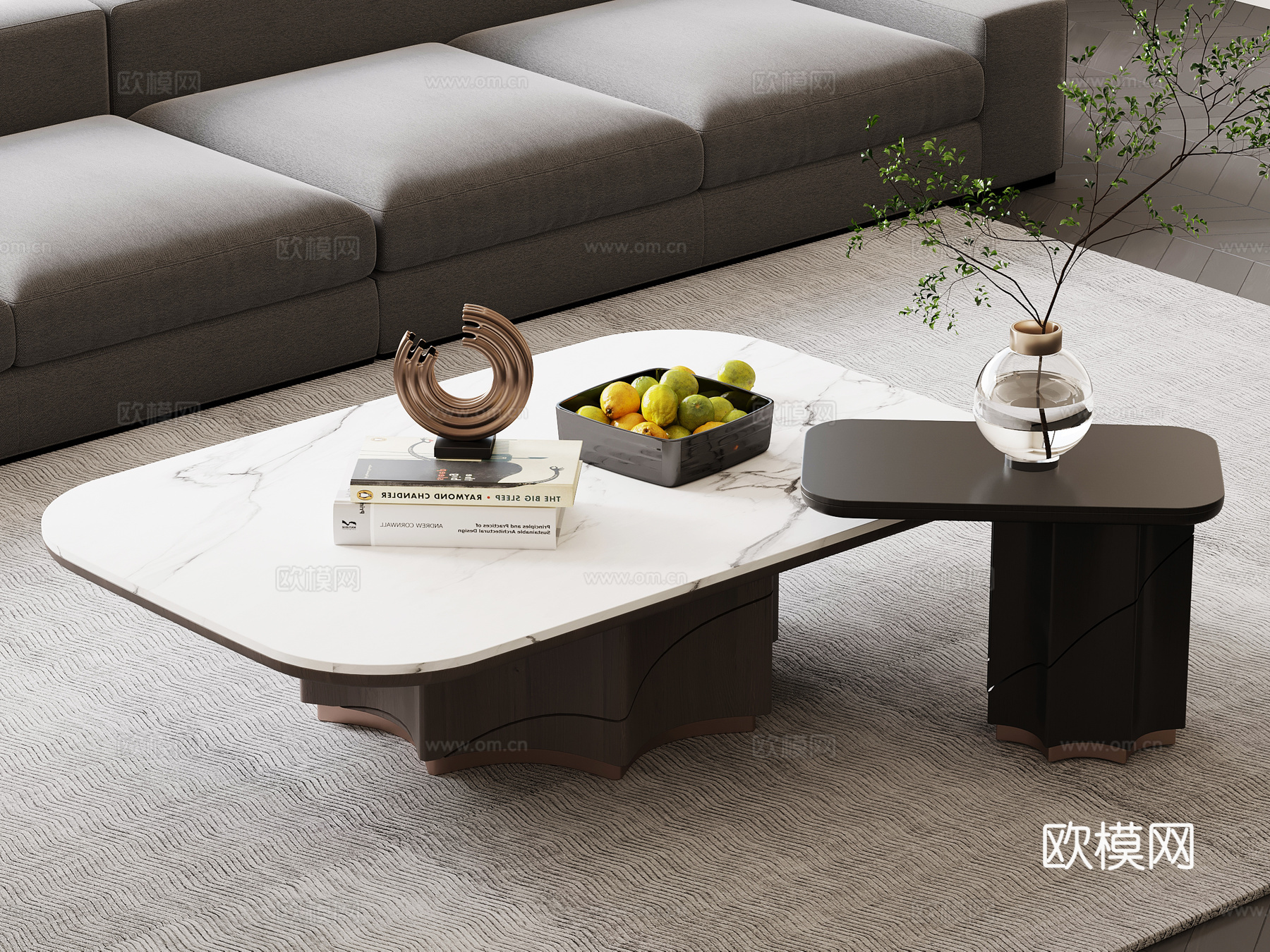 现代意式茶几 子母茶几su模型