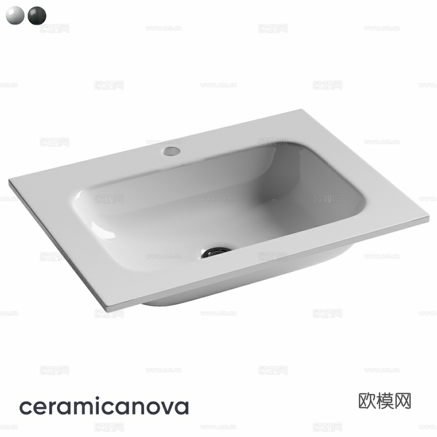 OM Grace矩形台面式洗手盆带龙头3d模型下载
