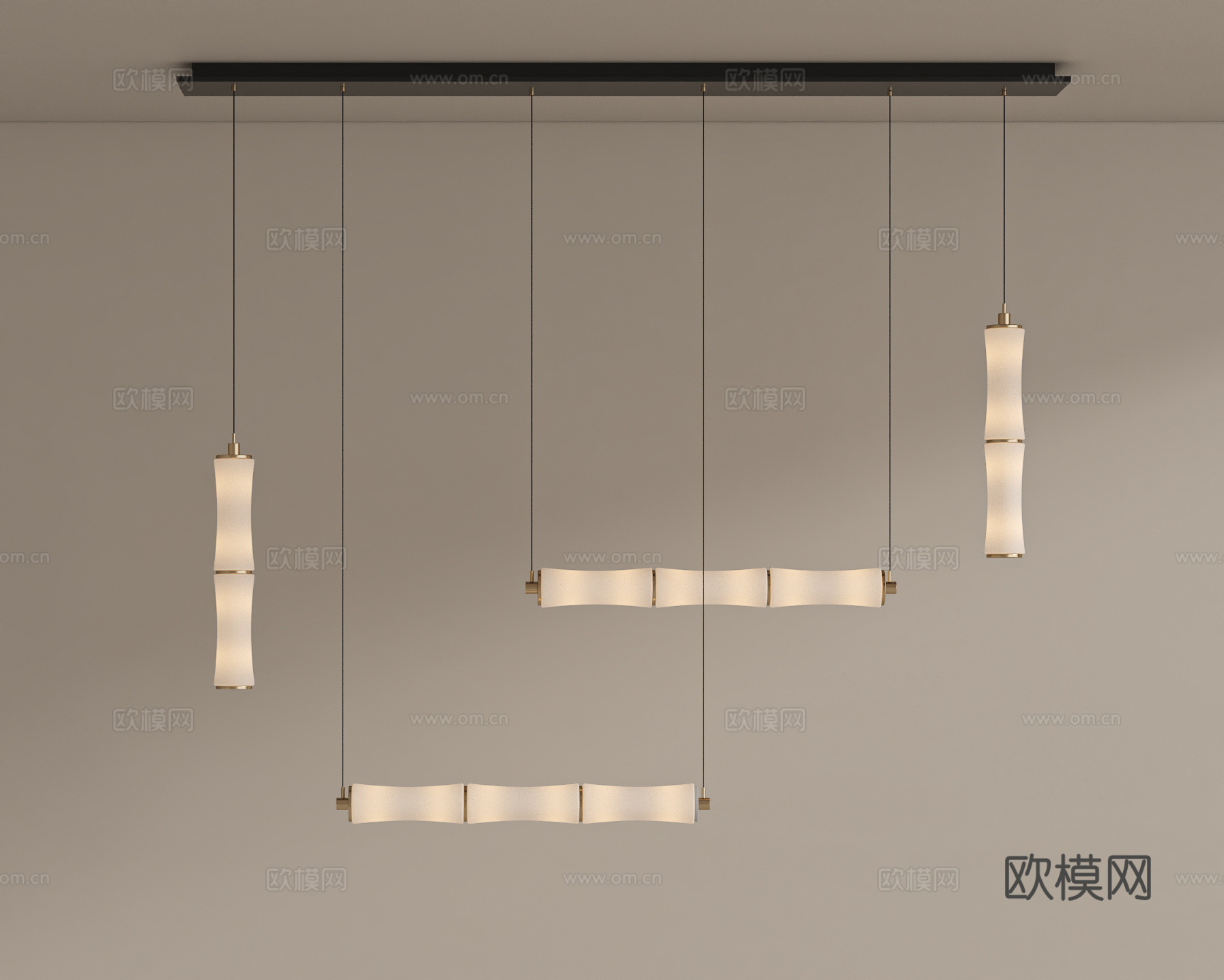 新中式吊灯 餐厅吊灯 茶桌吊灯su模型