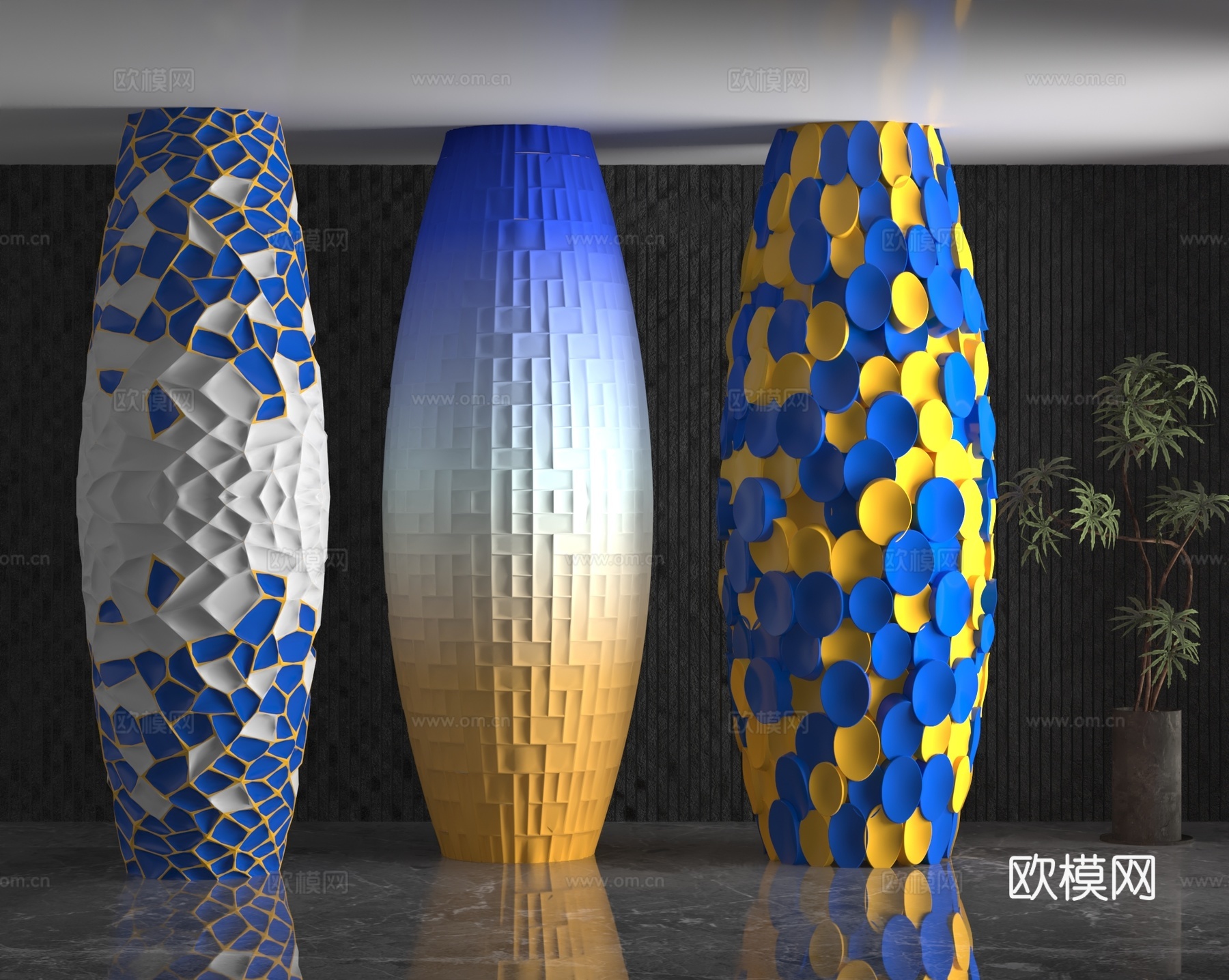 现代柱子3d模型下载