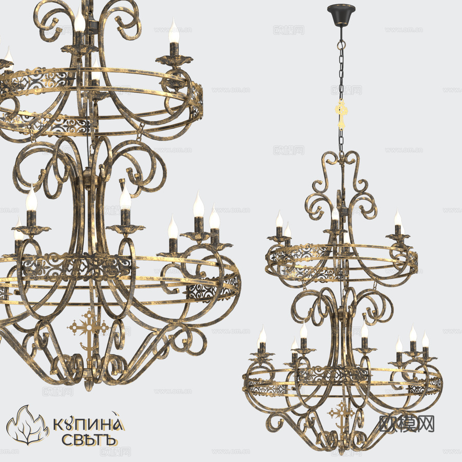 RS239 9+6枝吊灯3d模型下载