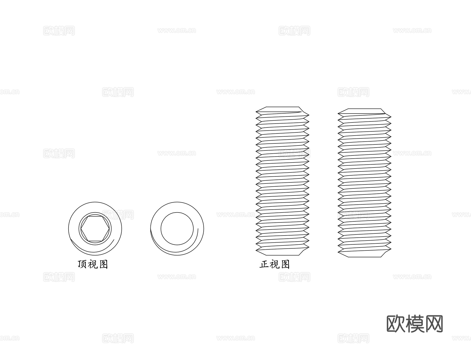 沉头螺丝 平口螺丝 扁平螺丝 平头机丝 平尾螺丝cad施工图cad施工图