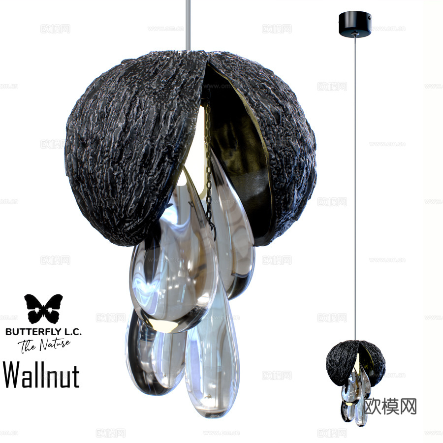 OM Butterfly L.C. 胡桃木 B 石墨款3d模型下载