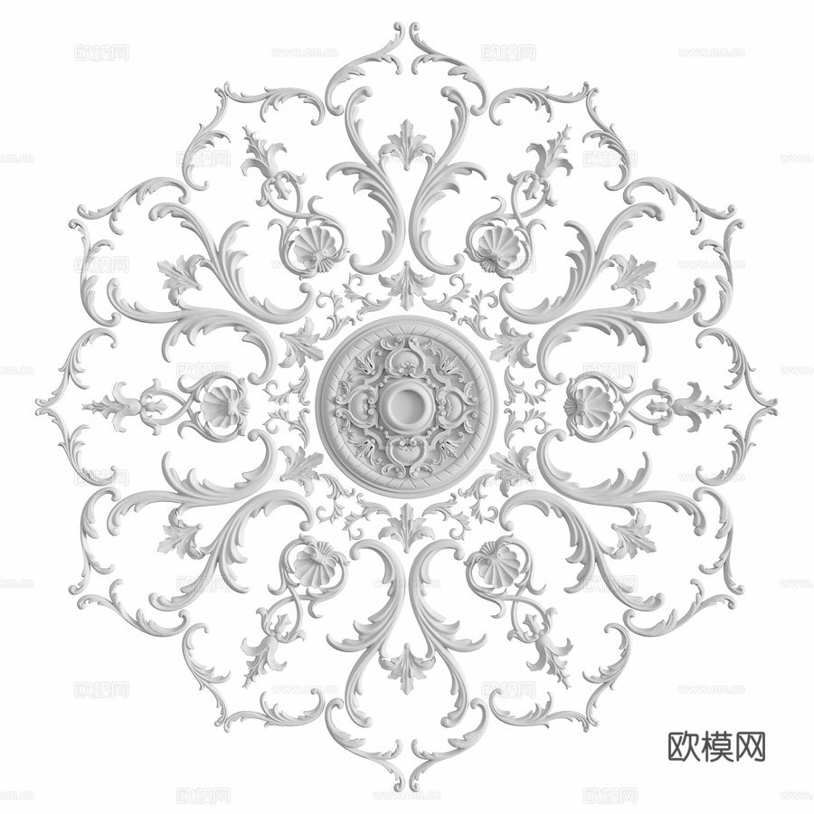 灰泥装饰花饰套装136号3d模型下载