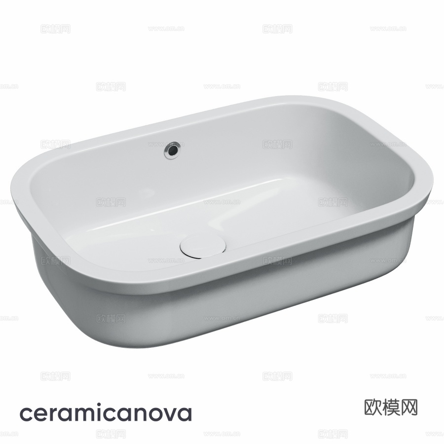 OM Ceramicanova Era 下嵌式水槽，带排水管3d模型下载