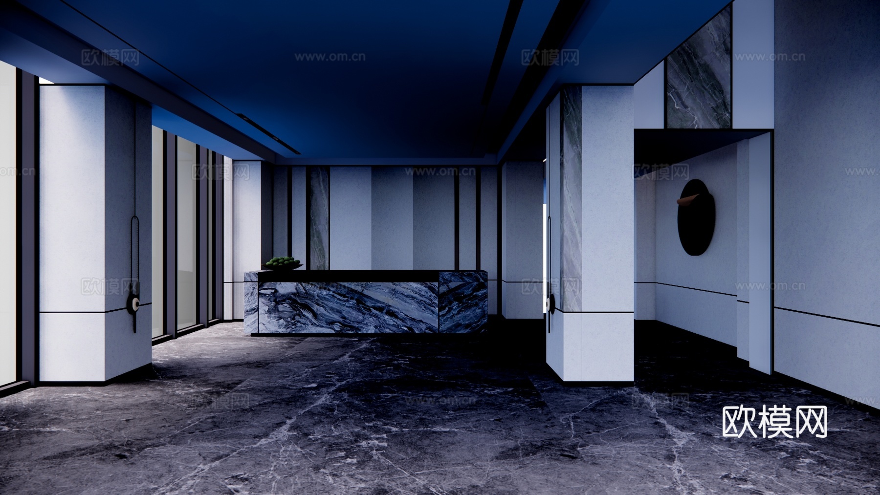 办公室 酒店前台 工装 接待 办公空间su模型