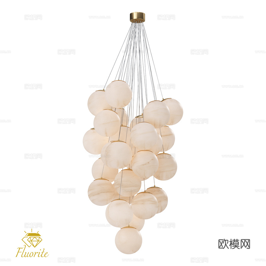 OM水晶吊灯Unity FL1048-29P萤石款3d模型下载