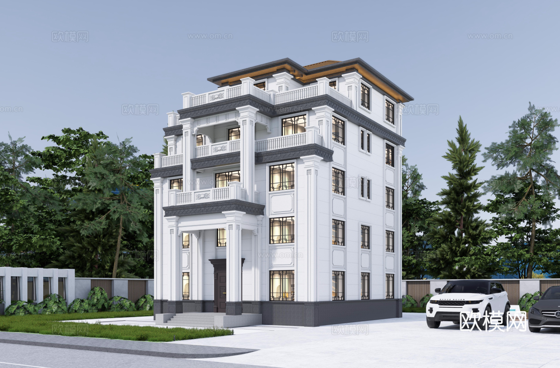 新中式别墅su模型su模型