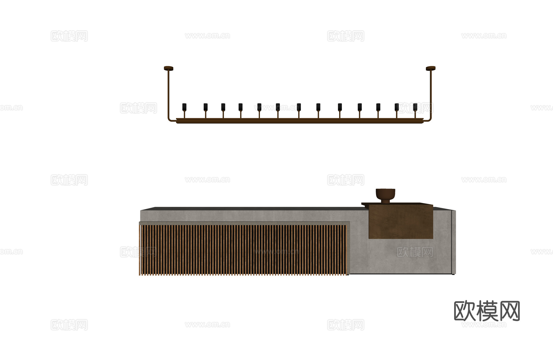 前台接待 工位 酒店前台 前台 办公 大厅su模型