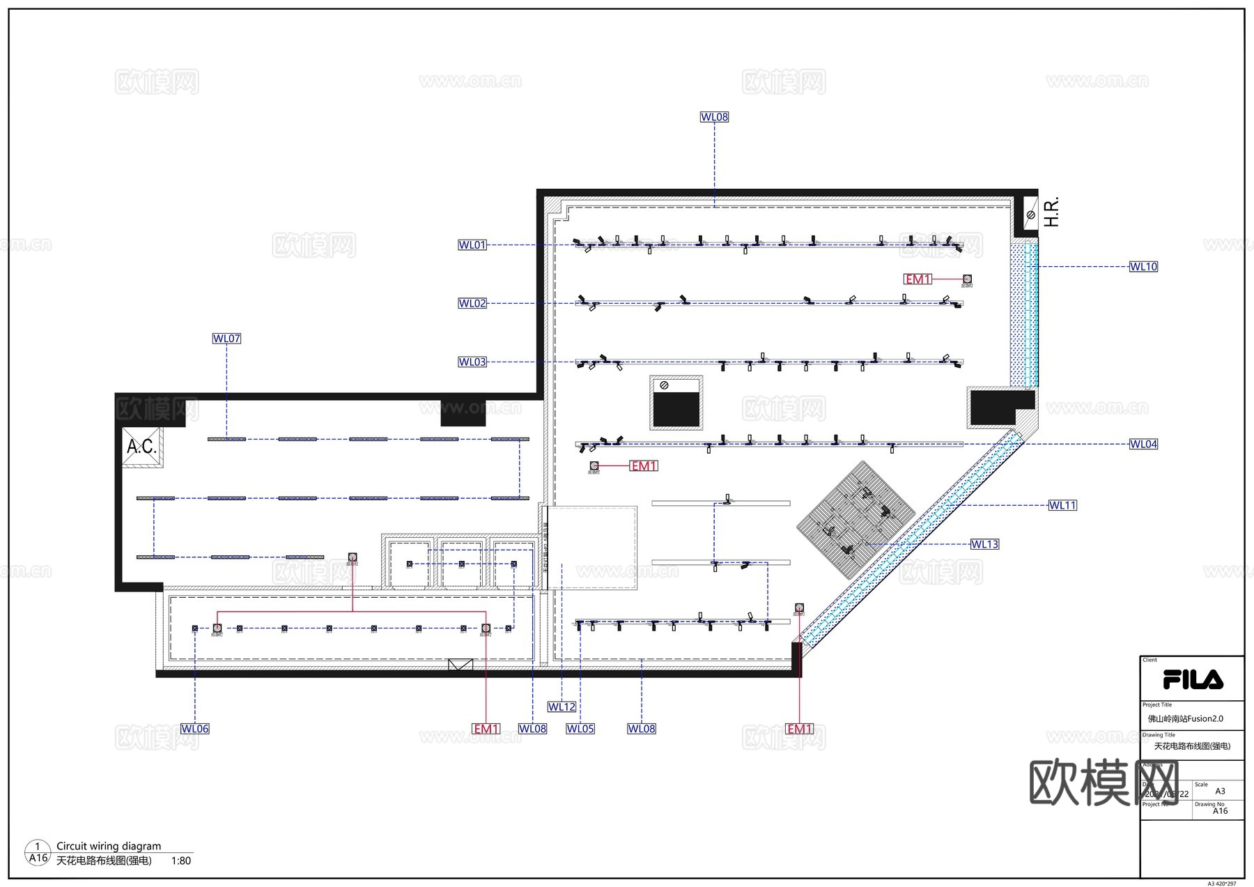 FLIA斐乐阿迪达斯耐克运动鞋服装佛山岭南站cad施工图