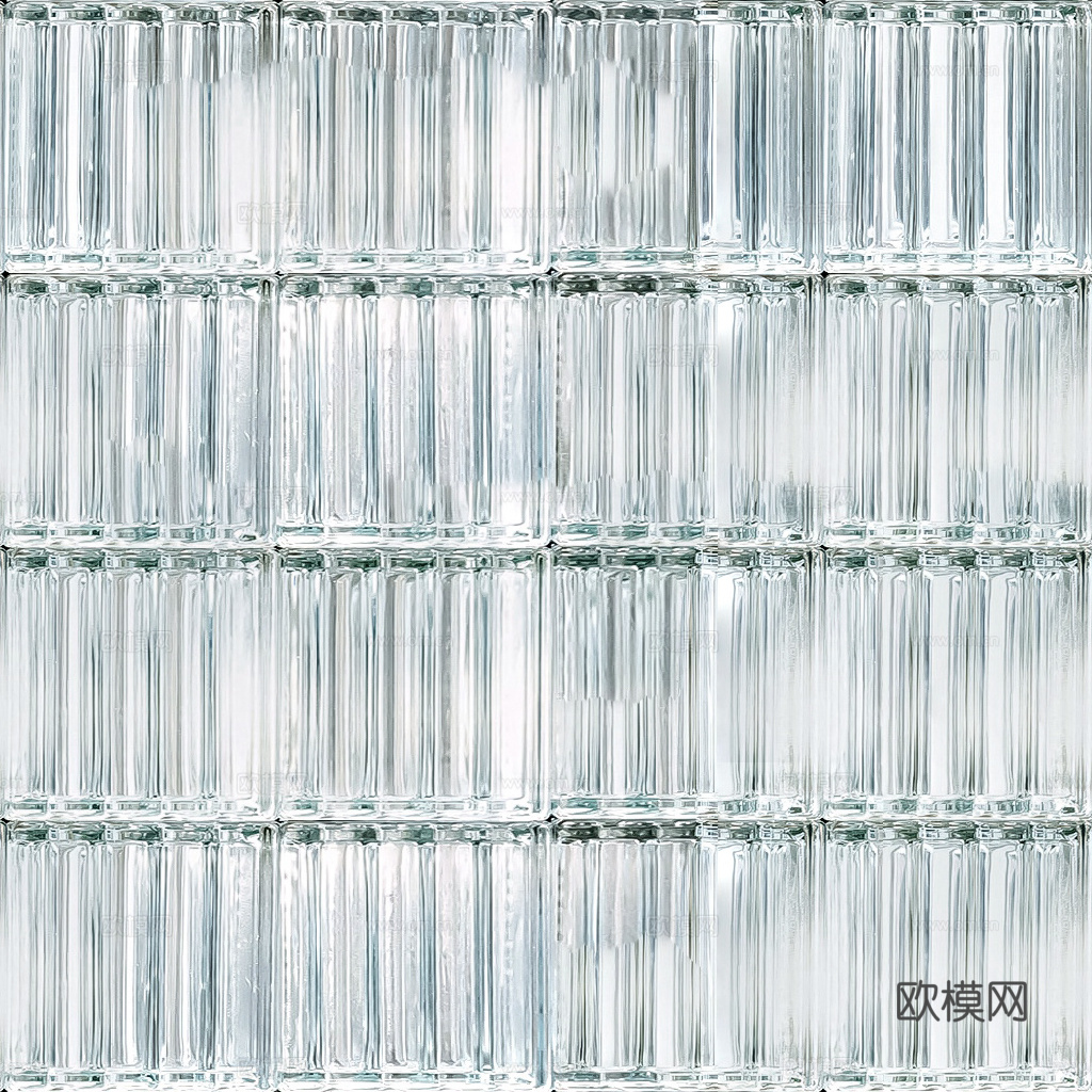 现代极简玻璃砖 冰影空心玻璃砖 无缝浅色玻璃砖贴图