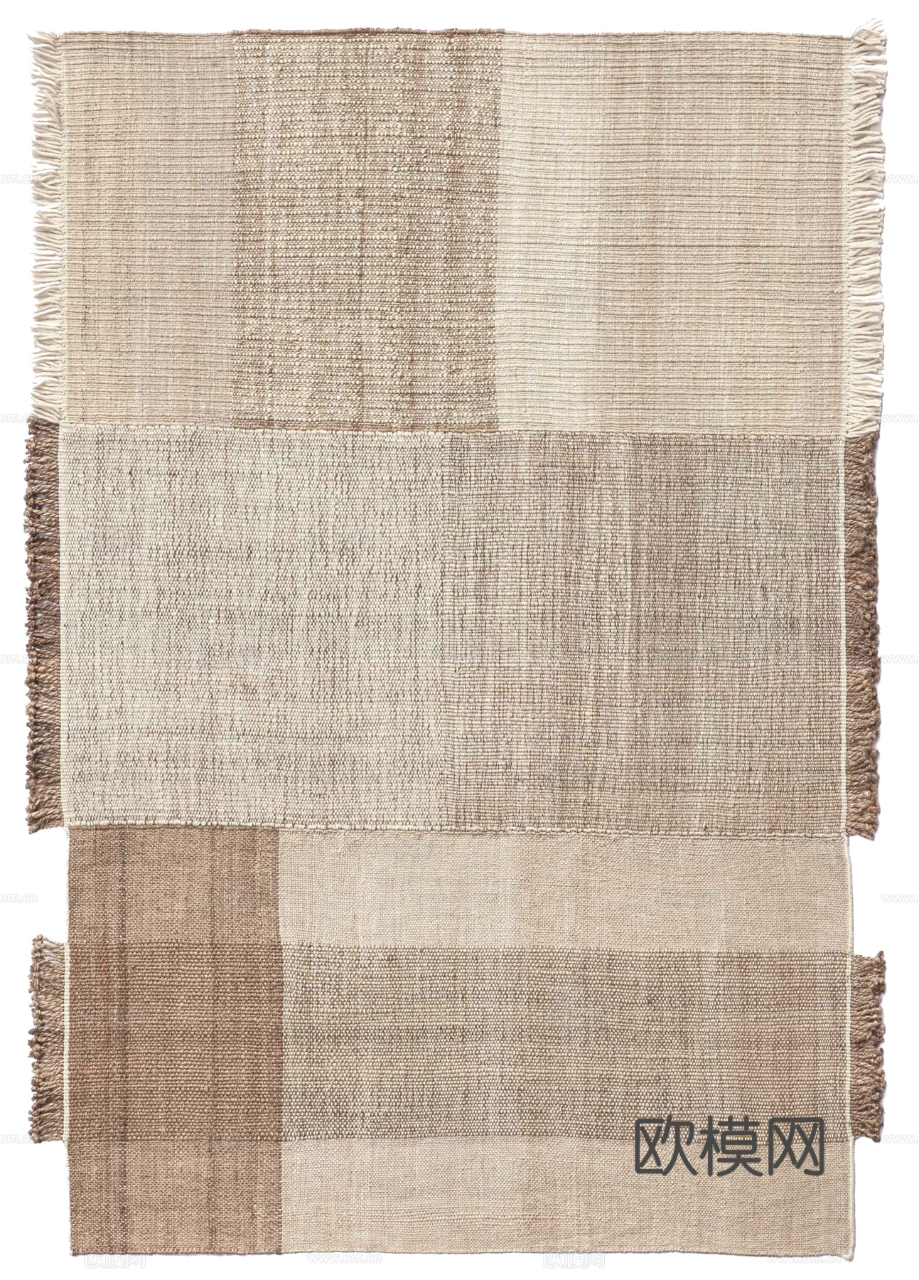 侘寂风简约麻布几何地毯