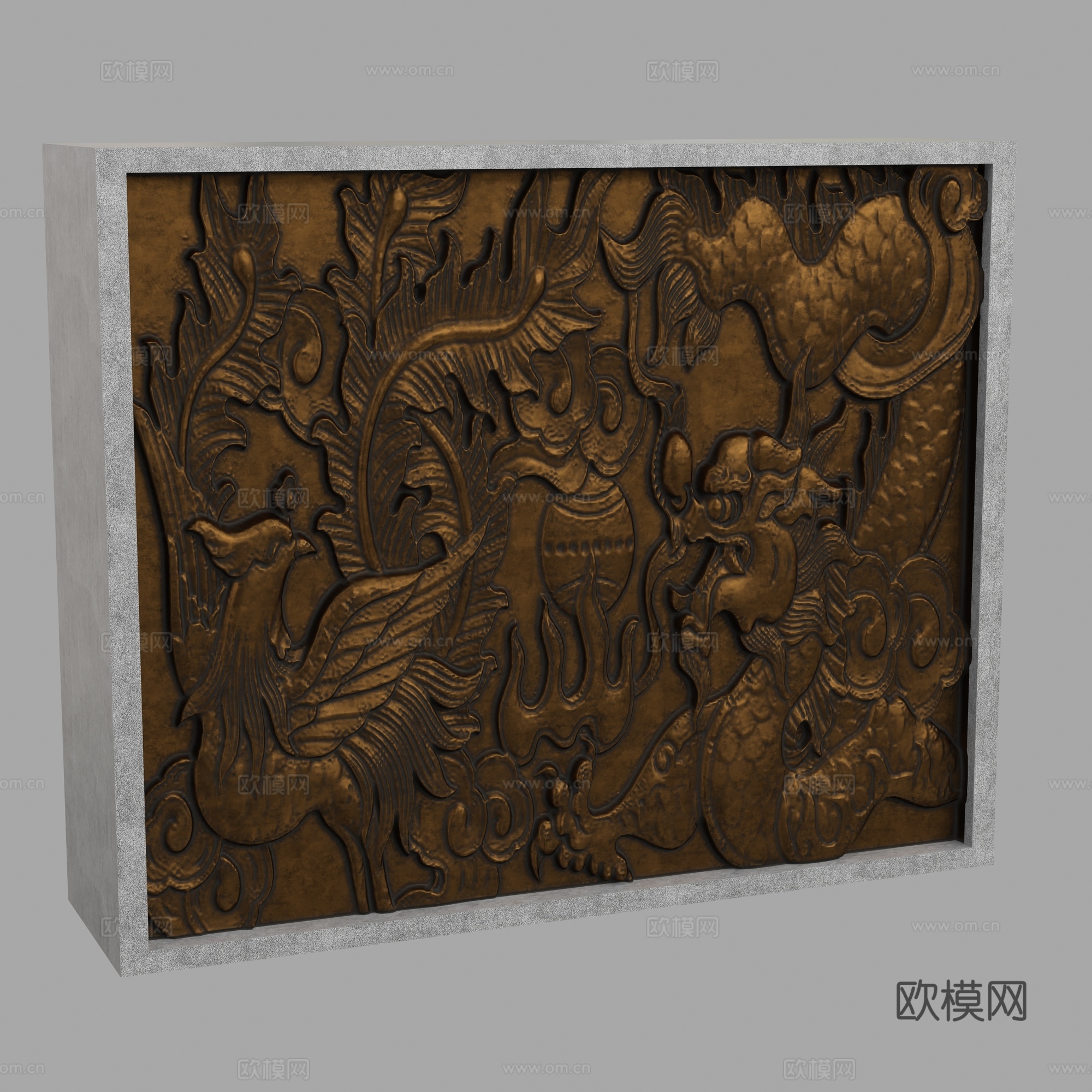 现代浮雕墙3d模型下载