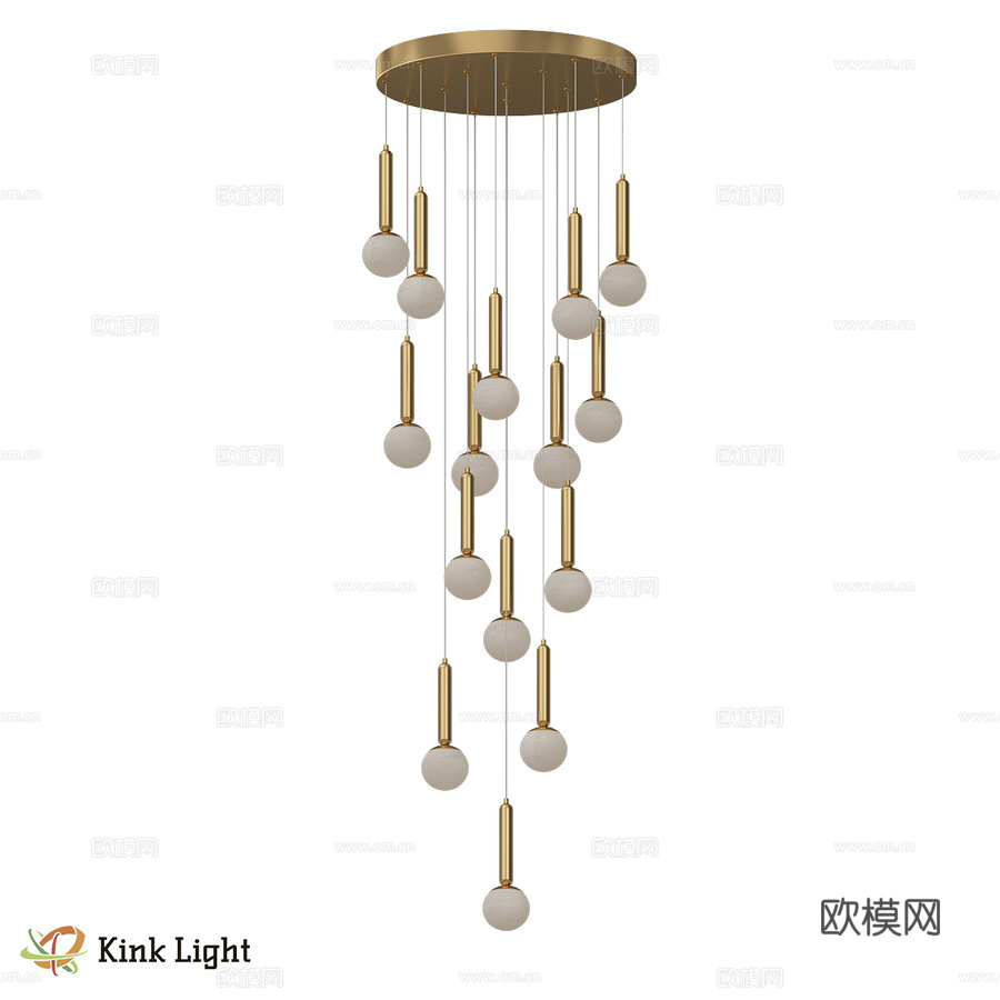 层叠吊灯 Mons 黄铜 07530-15A,363d模型下载
