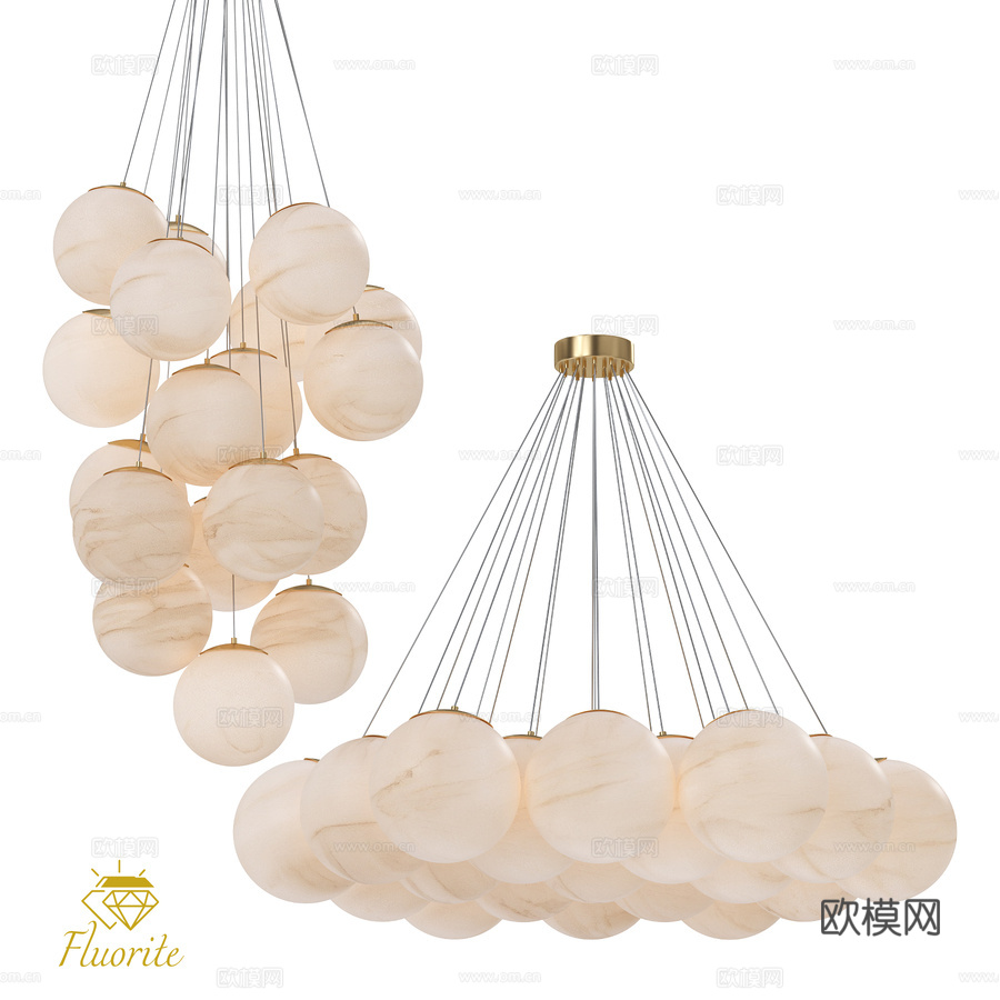 OM 吊灯 Unity FL1048-19P 萤石3d模型