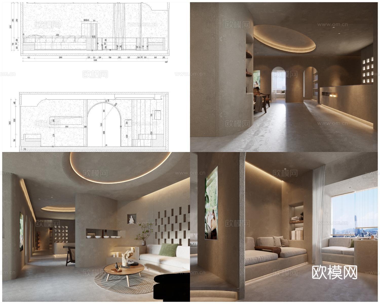 5套美容院 最新全套 施工图 效果图合集cad施工图