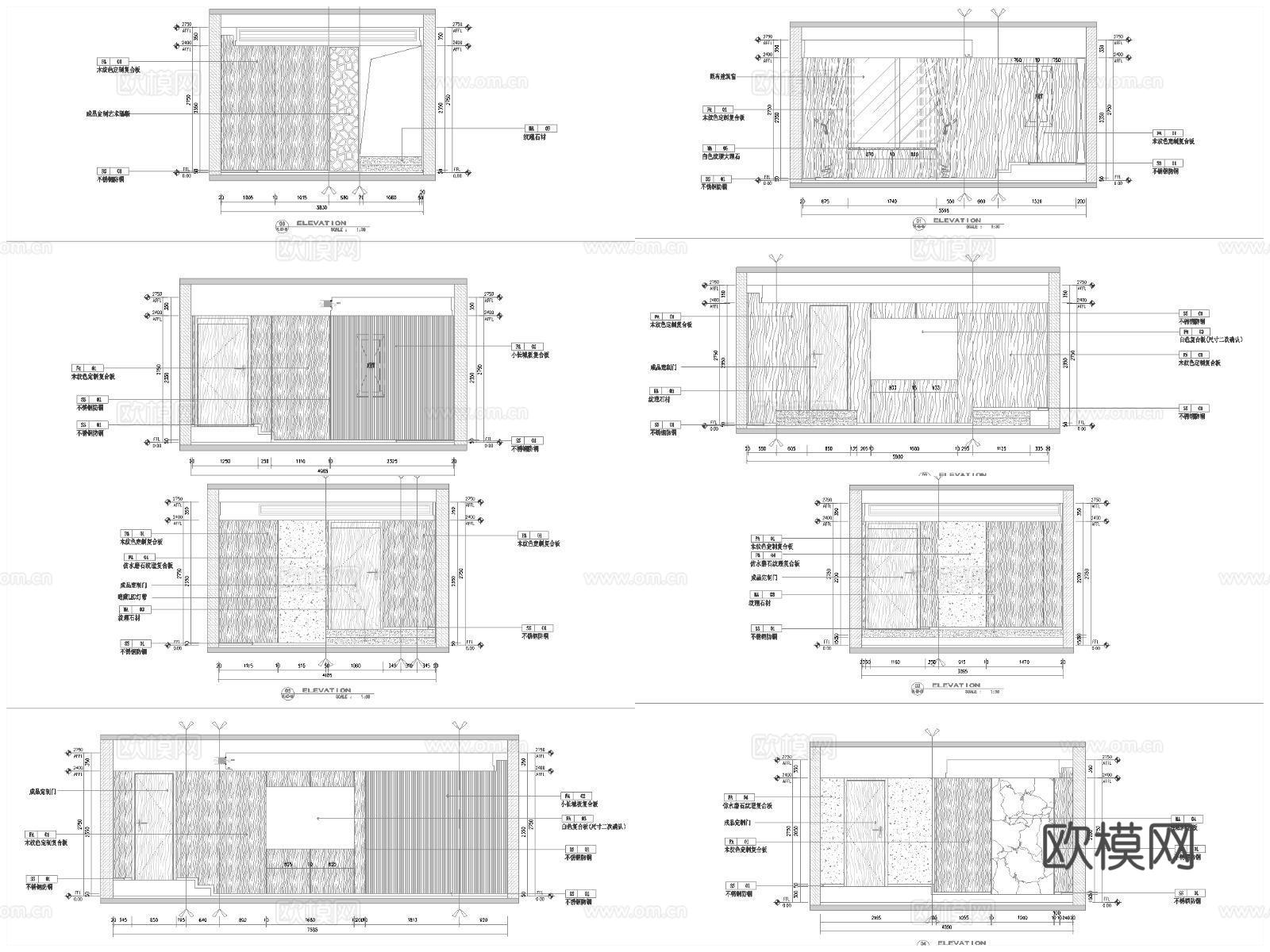 9套电竞酒店 最新全套施工图合集cad施工图