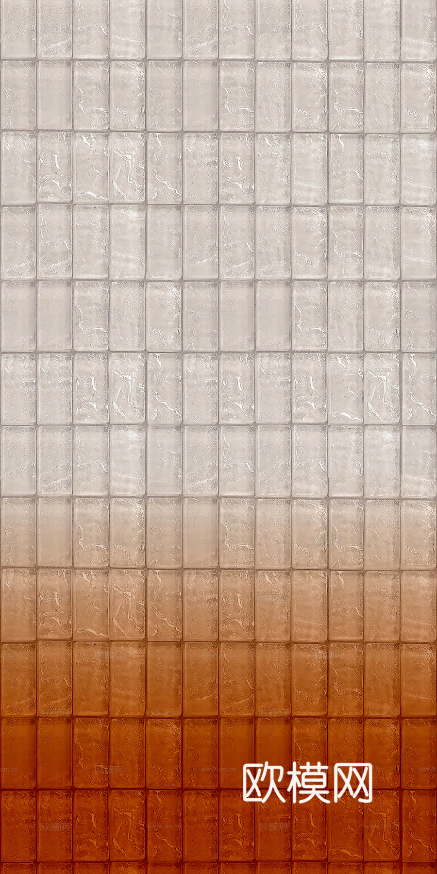 现代极简玻璃砖 红色渐变玻璃砖贴图