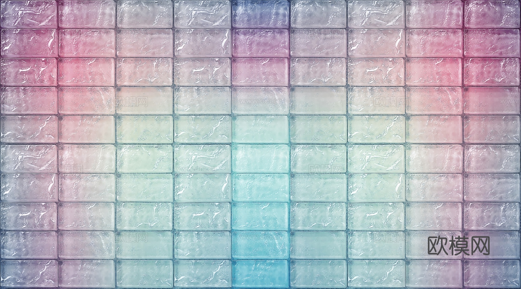 现代高清彩色渐变玻璃砖贴图