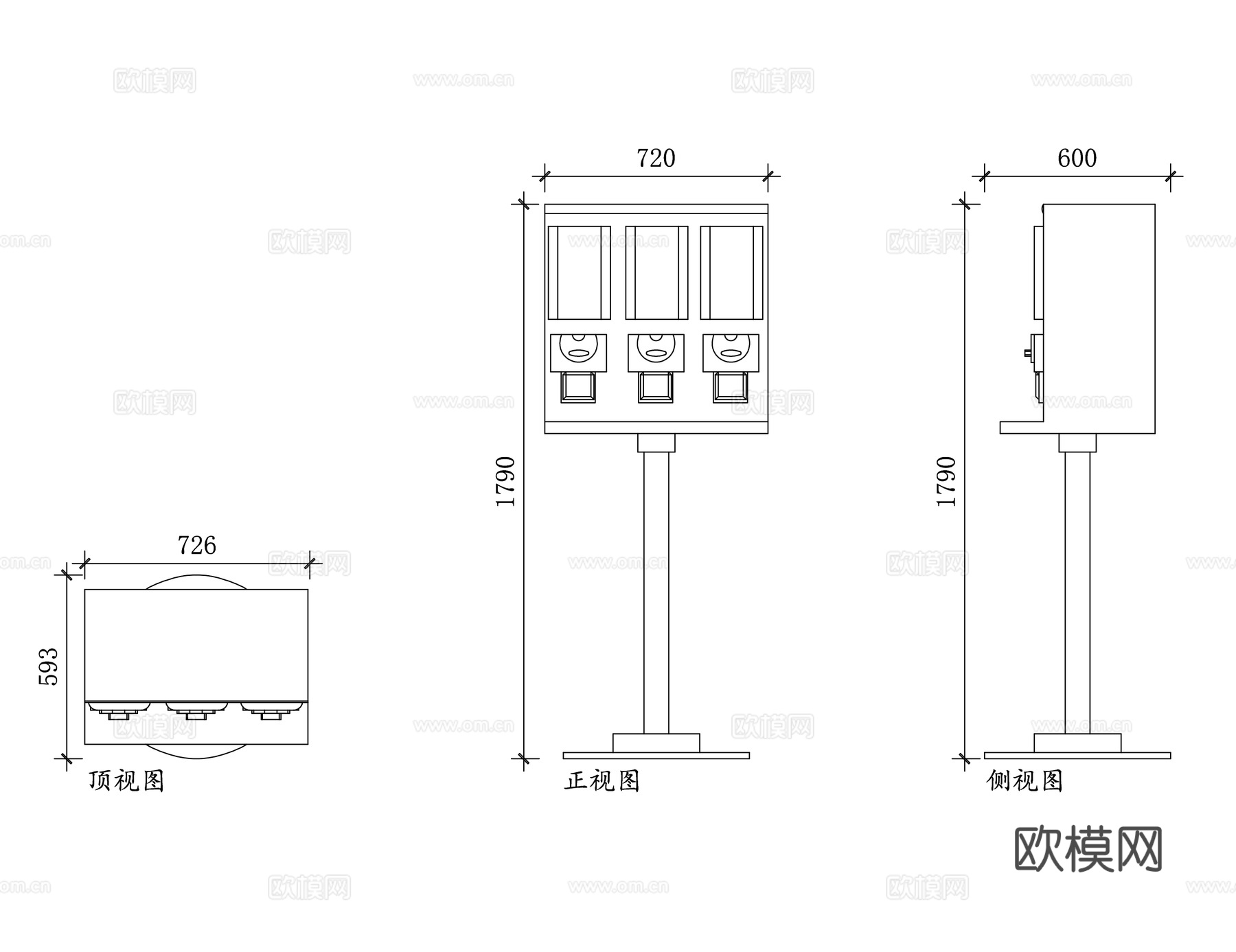 糖果售卖机 糖果贩卖机 投币糖果机 自动糖果机 零食售货机cad施工图