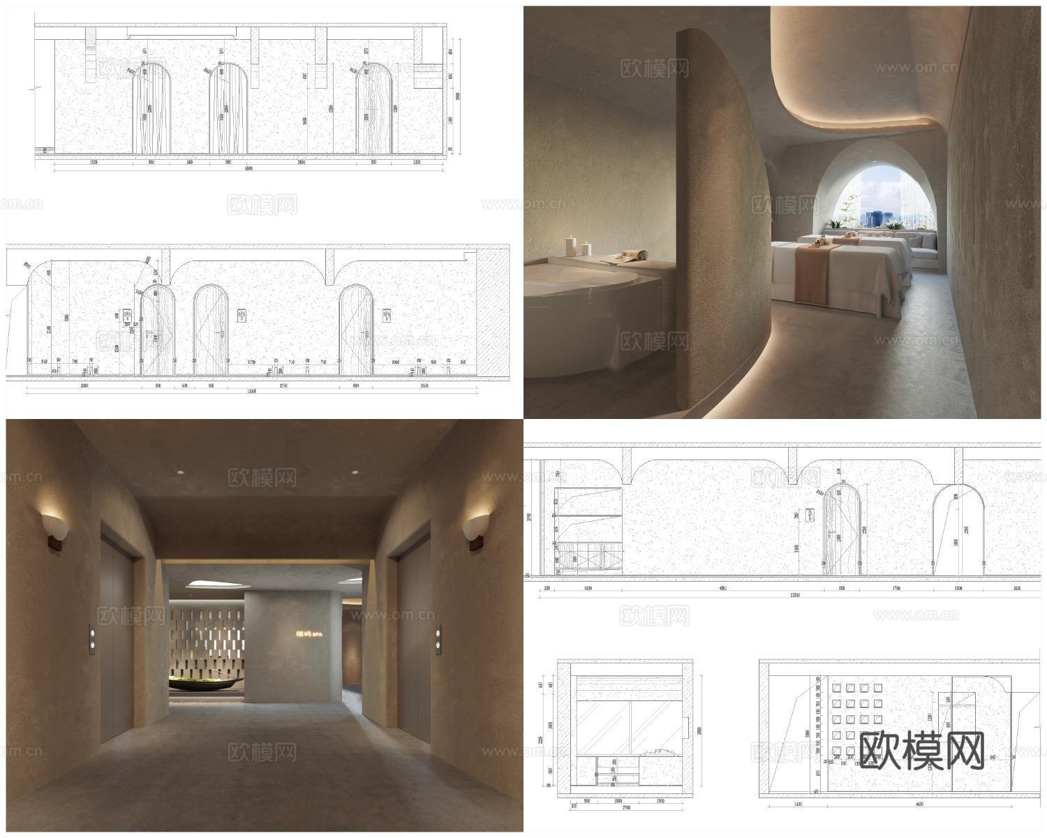 5套美容院 最新全套 施工图 效果图合集cad施工图