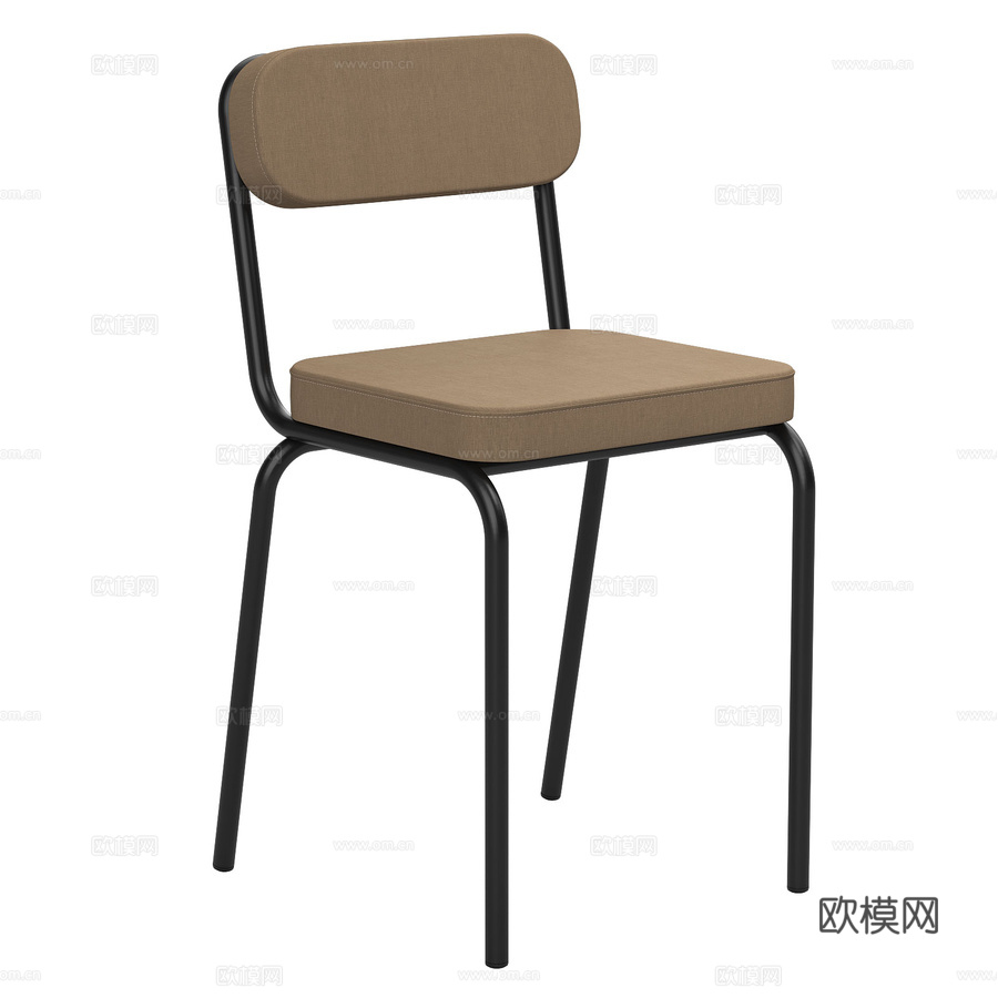 带软座面与靠背的可堆叠餐椅3d模型下载