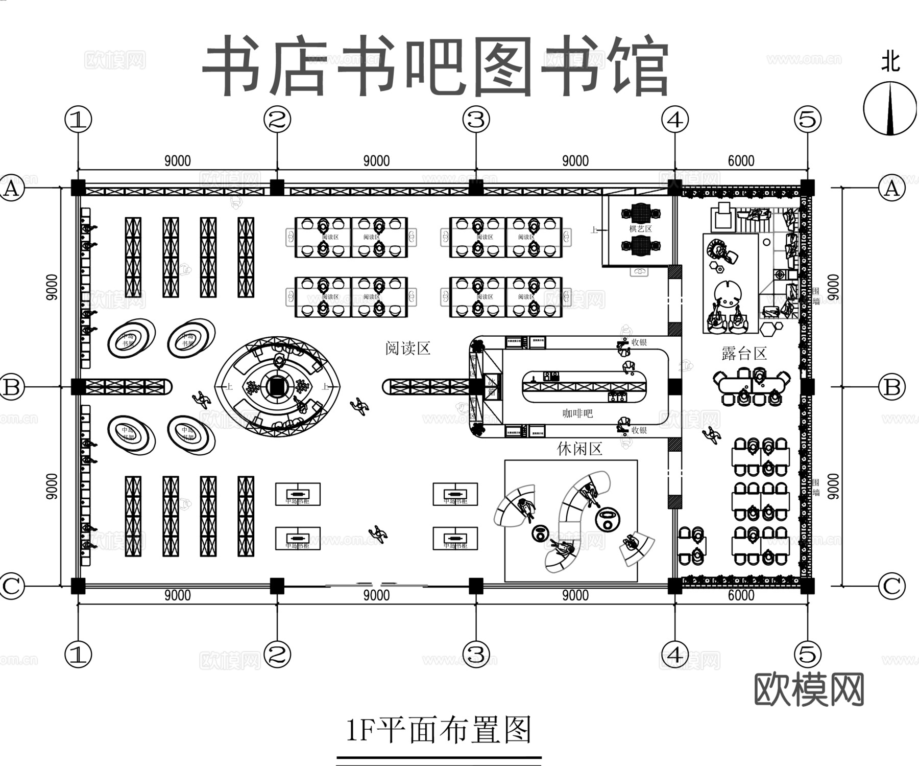 图书馆平面图cad 书店书咖cadcad施工图
