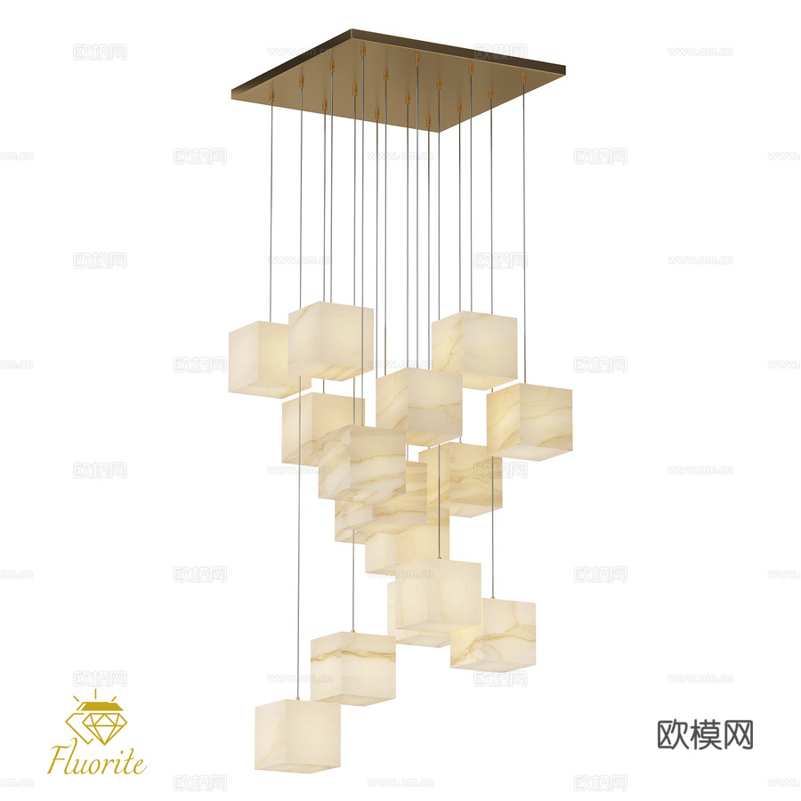 OM 吊灯 Solidez FL1109-16P 萤石3d模型下载