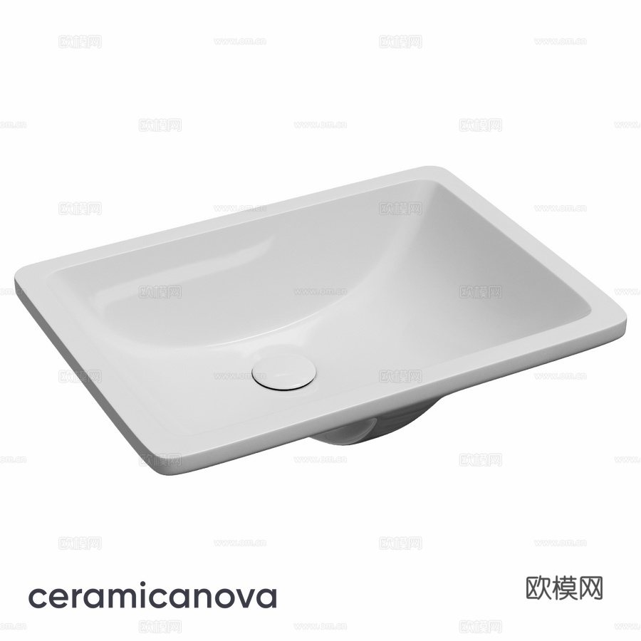 OM Ceramicanova Era 下嵌式水槽，含排水装3d模型下载